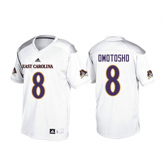 Men #8 Audie Omotosho ECU Pirates College Football Jerseys Sale-White - Click Image to Close